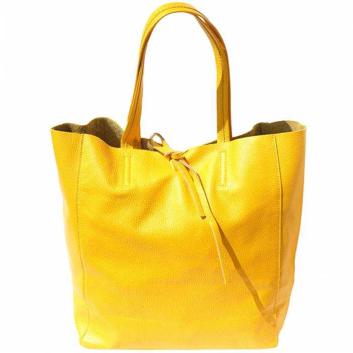 Yellow leather shoulder bag front view