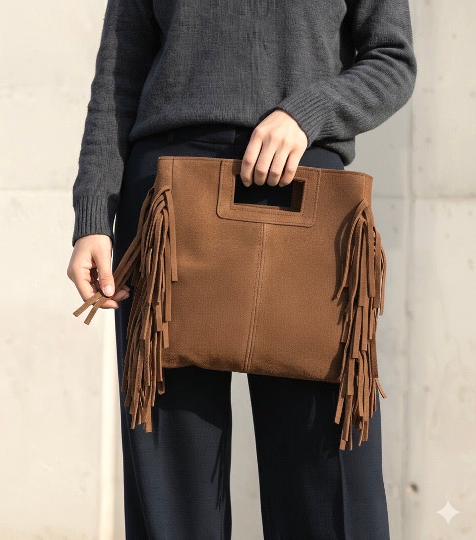 Solaio Cow Leather Fringe Handbag - Leather Italiano