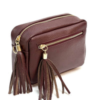 Solea Italian Leather Tassel Clutch & Crossbody Bag - Leather Italiano