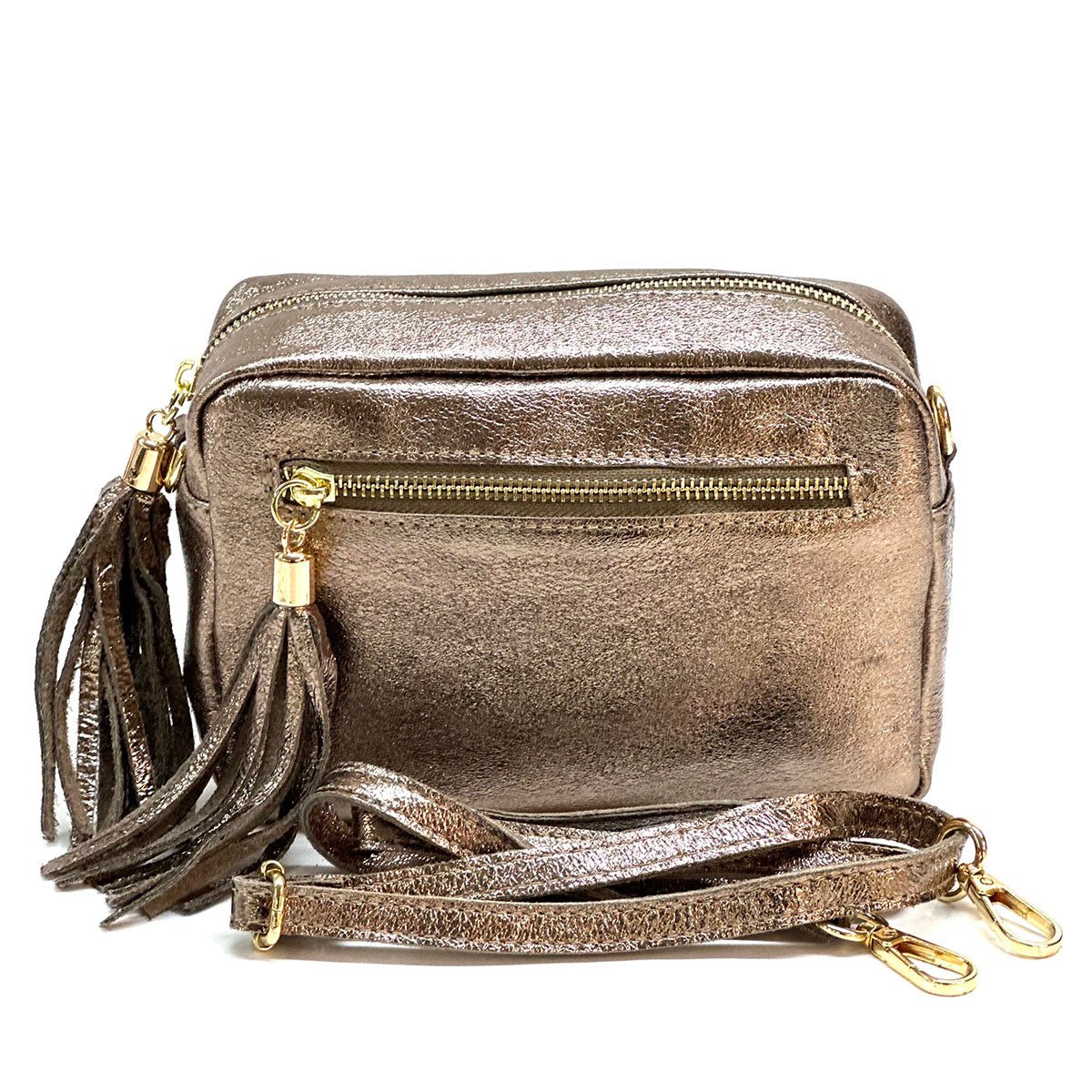 Solea Italian Leather Tassel Clutch & Crossbody Bag - Leather Italiano