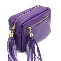 Solea Italian Leather Tassel Clutch & Crossbody Bag - Leather Italiano