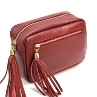 Solea Italian Leather Tassel Clutch & Crossbody Bag - Leather Italiano