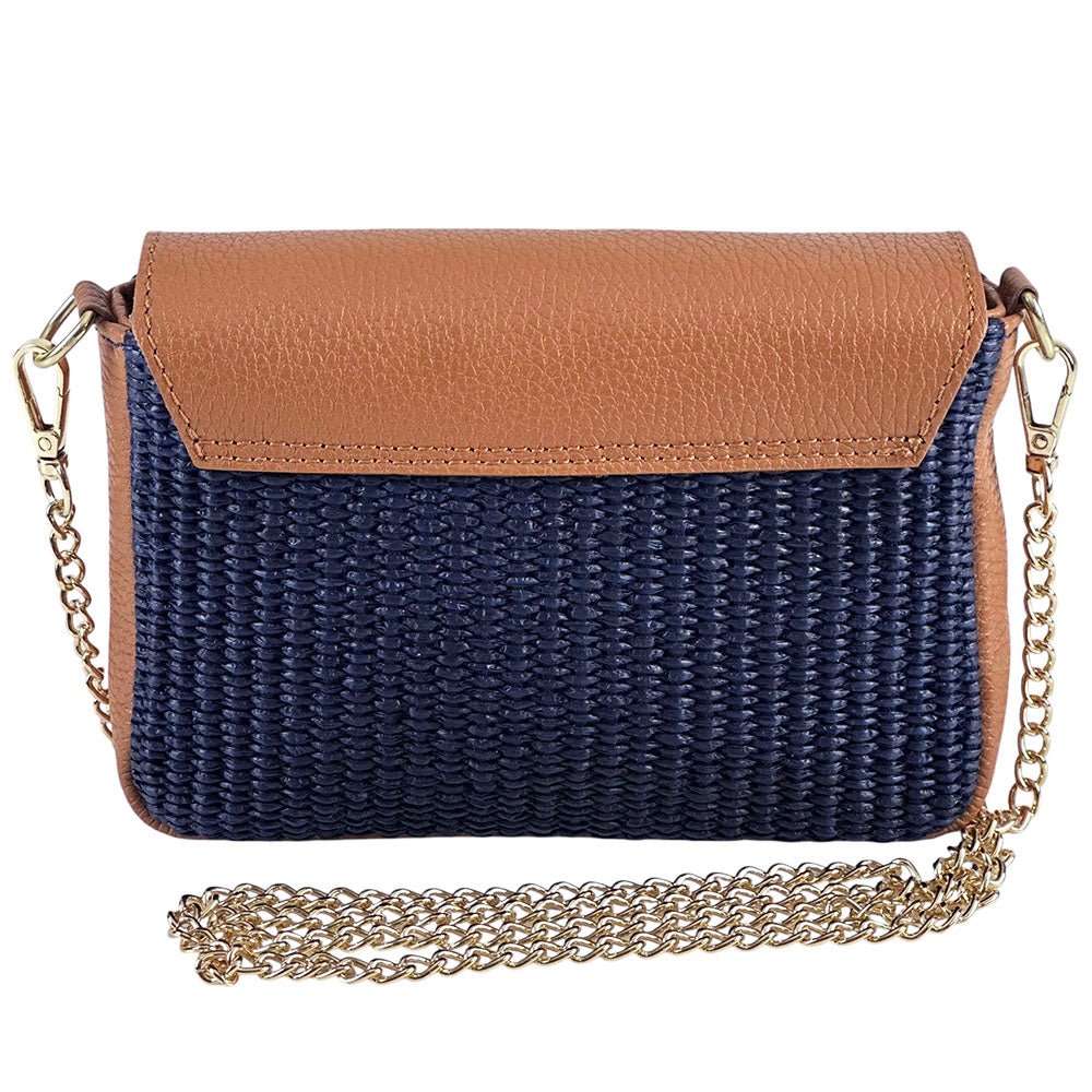 Solea Straw and Leather Clutch & Crossbody Bag - Leather Italiano