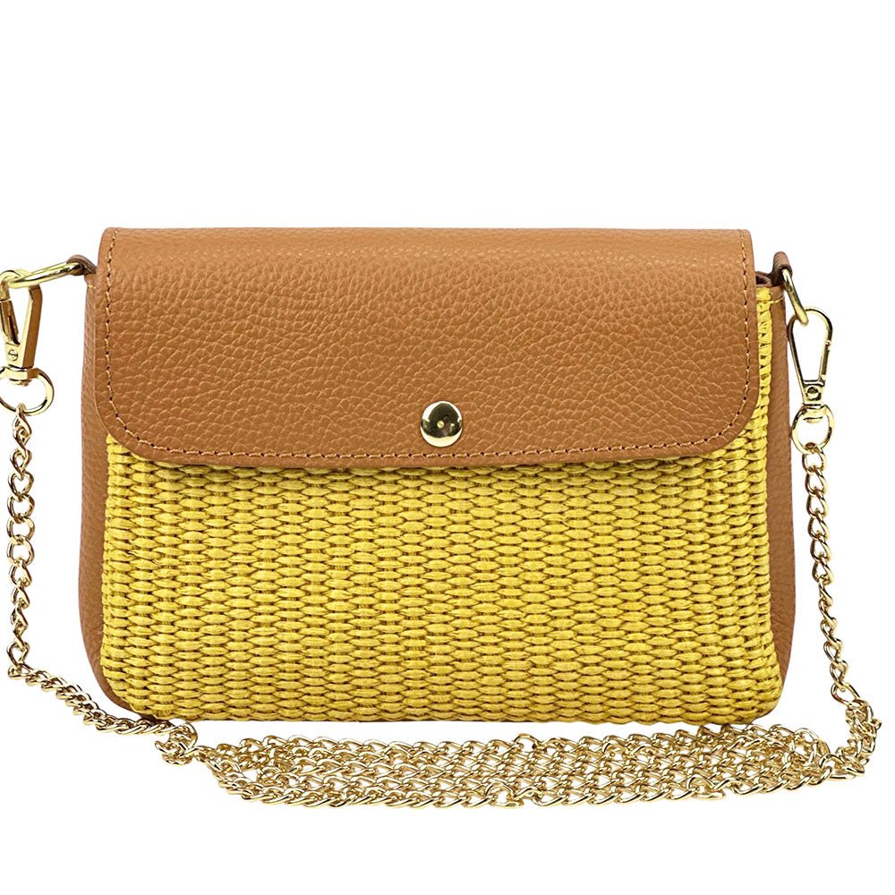 Solea Straw and Leather Clutch & Crossbody Bag - Leather Italiano