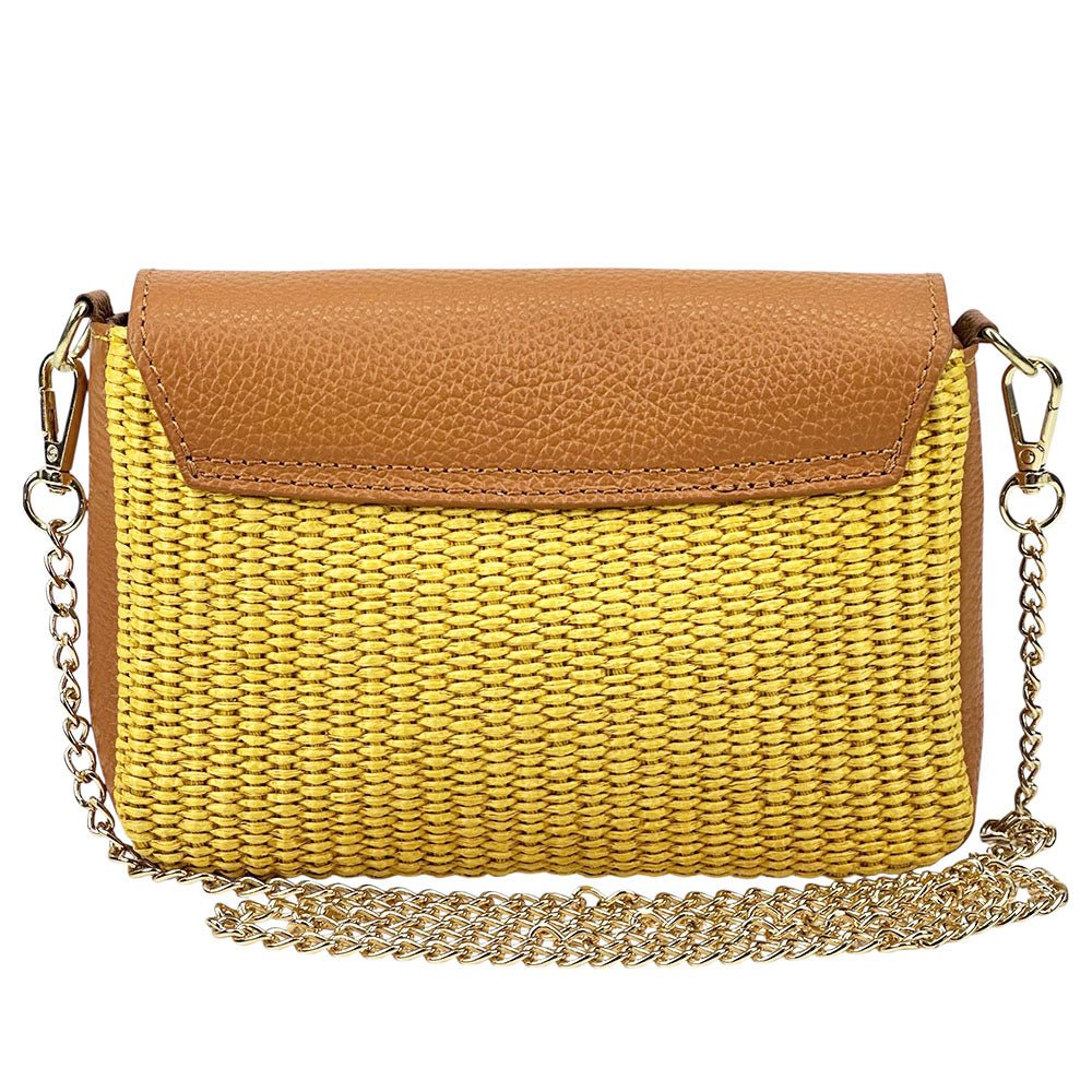 Solea Straw and Leather Clutch & Crossbody Bag - Leather Italiano