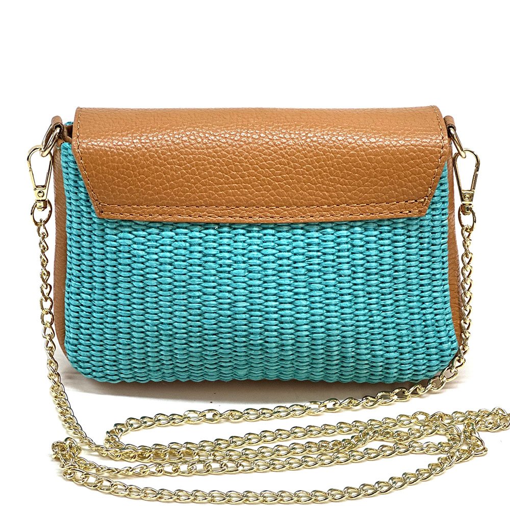 Solea Straw and Leather Clutch & Crossbody Bag - Leather Italiano