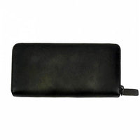 Side view of Spello Long Black Leather Zipper Wallet