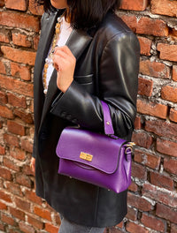 Structured Leather Top Handle Bag - Eleganza - Leather Italiano