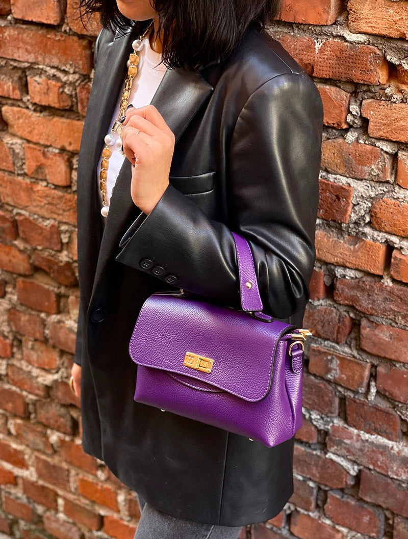 Structured Leather Top Handle Bag - Eleganza - Leather Italiano