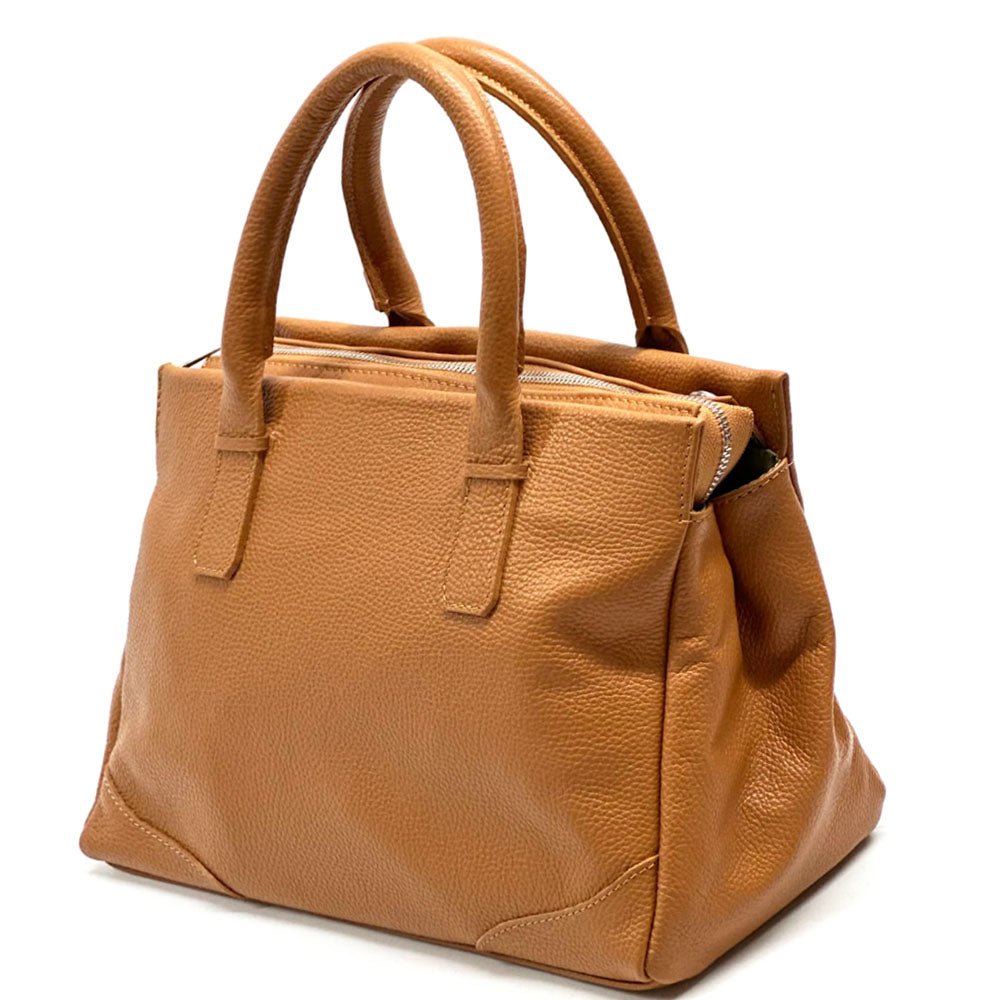 Tarsilla Italian Leather Handbag – Handmade in Florence from Premium Pebbled Leather - Leather Italiano