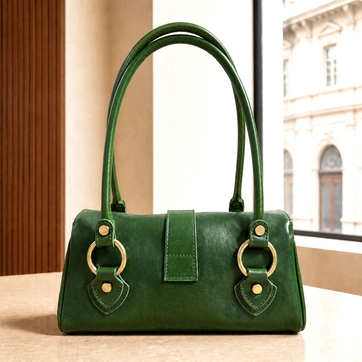 Tosca Hand-Dyed Italian Leather Baguette Bag - Leather Italiano