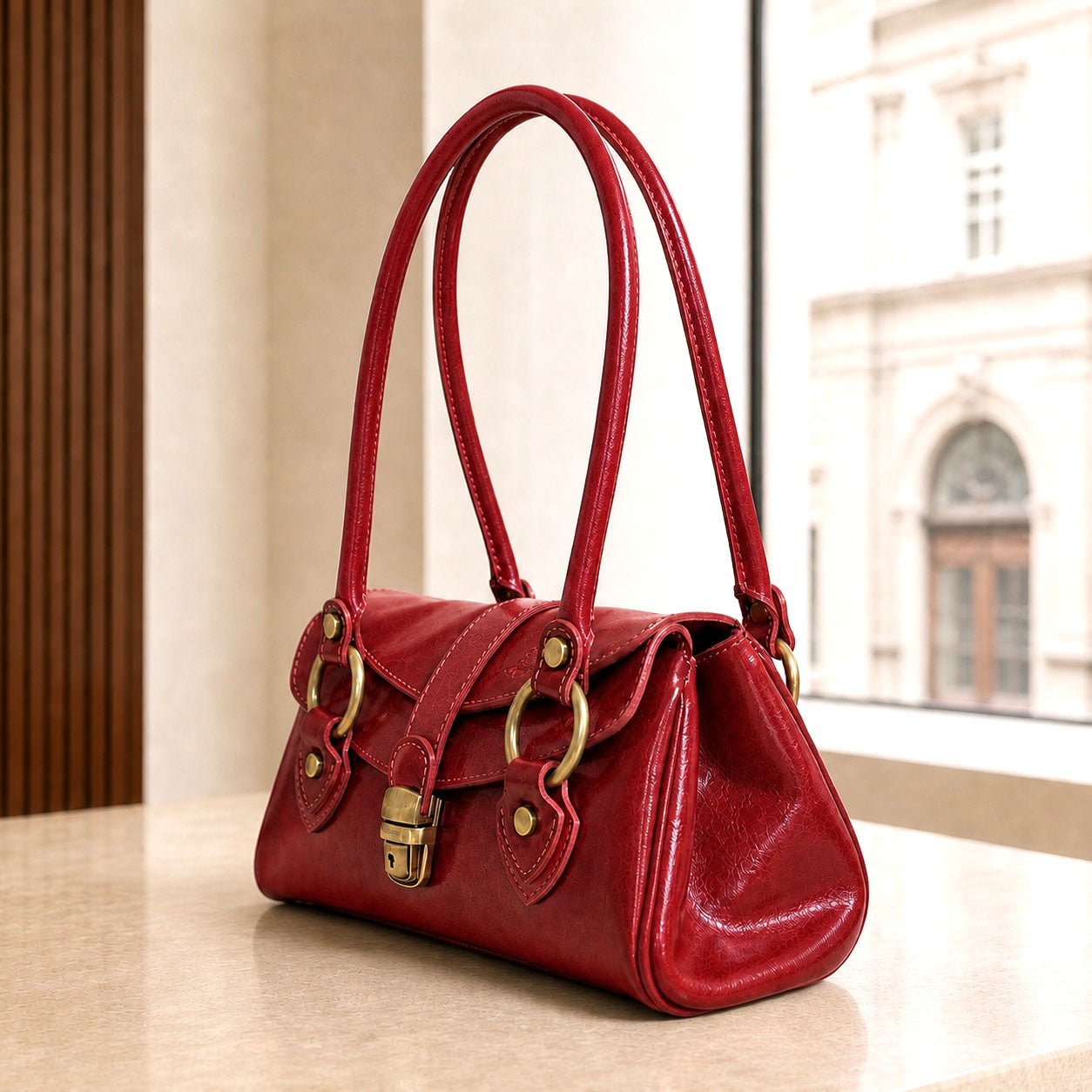 Tosca Hand-Dyed Italian Leather Baguette Bag - Leather Italiano