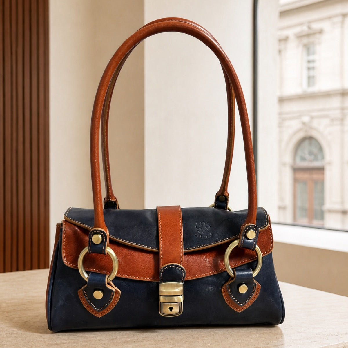 Tosca Hand-Dyed Italian Leather Baguette Bag - Leather Italiano
