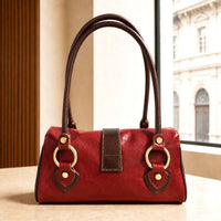 Tosca Hand-Dyed Italian Leather Baguette Bag - Leather Italiano