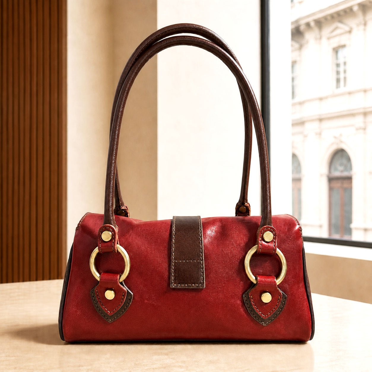 Tosca Hand-Dyed Italian Leather Baguette Bag - Leather Italiano