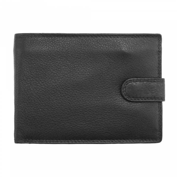 Front view of Trento Small Black Leather Wallet