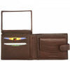 Interior view of Trento Small Dark Brown Leather Wallet highlighting its organization features