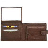 Interior view of Trento Small Dark Brown Leather Wallet highlighting its organization features
