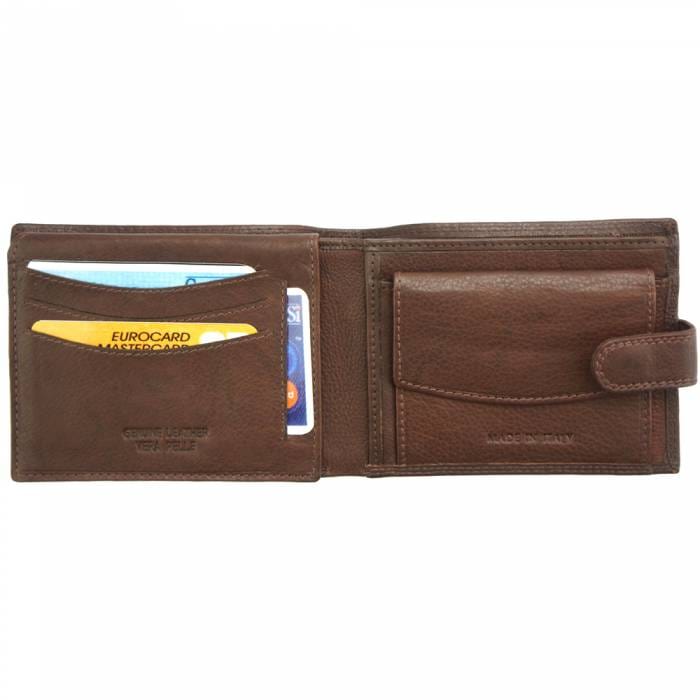 Interior view of Trento Small Dark Brown Leather Wallet