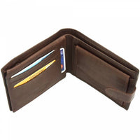Open view of Trento Small Dark Brown Leather Wallet showcasing its compartments