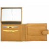 Open view of Trento Small Tan Leather Wallet showcasing its compartments