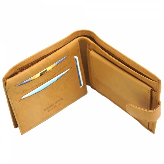 Open view of Trento Small Tan Leather Wallet