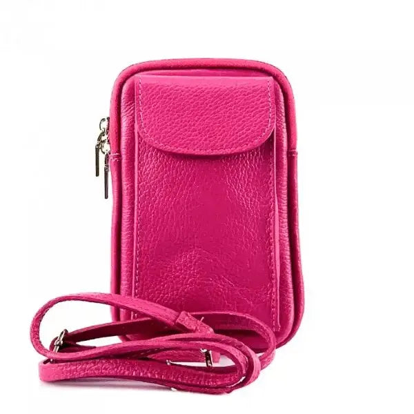 Front view of Turin Fuchsia Leather phone case