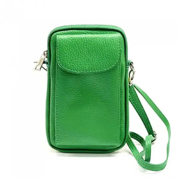 Front view of Turin Green Leather phone case