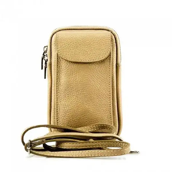 Front view of Turin Light Taupe Leather phone case