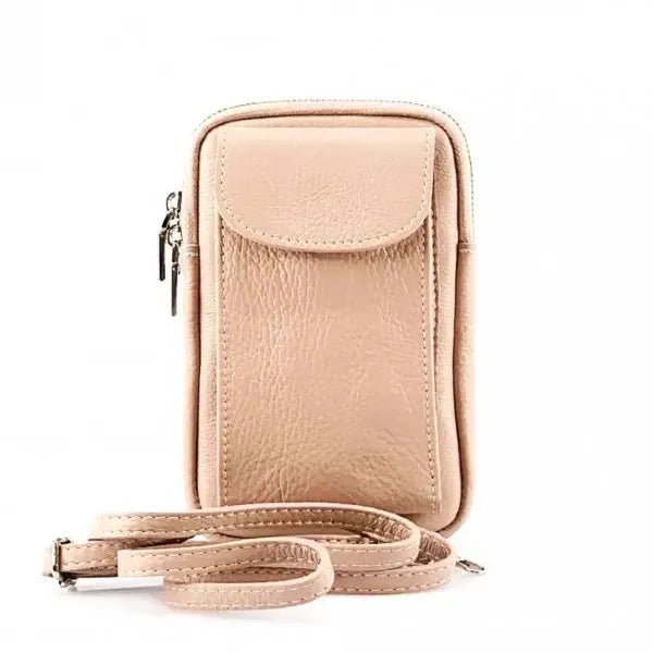 Front view of Turin Pink Leather phone case