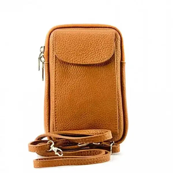 Front view of Turin Tan Leather phone case