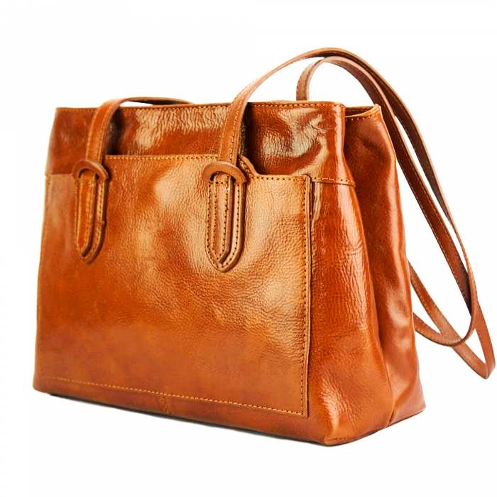 angled view of tuscany leather backpack purse