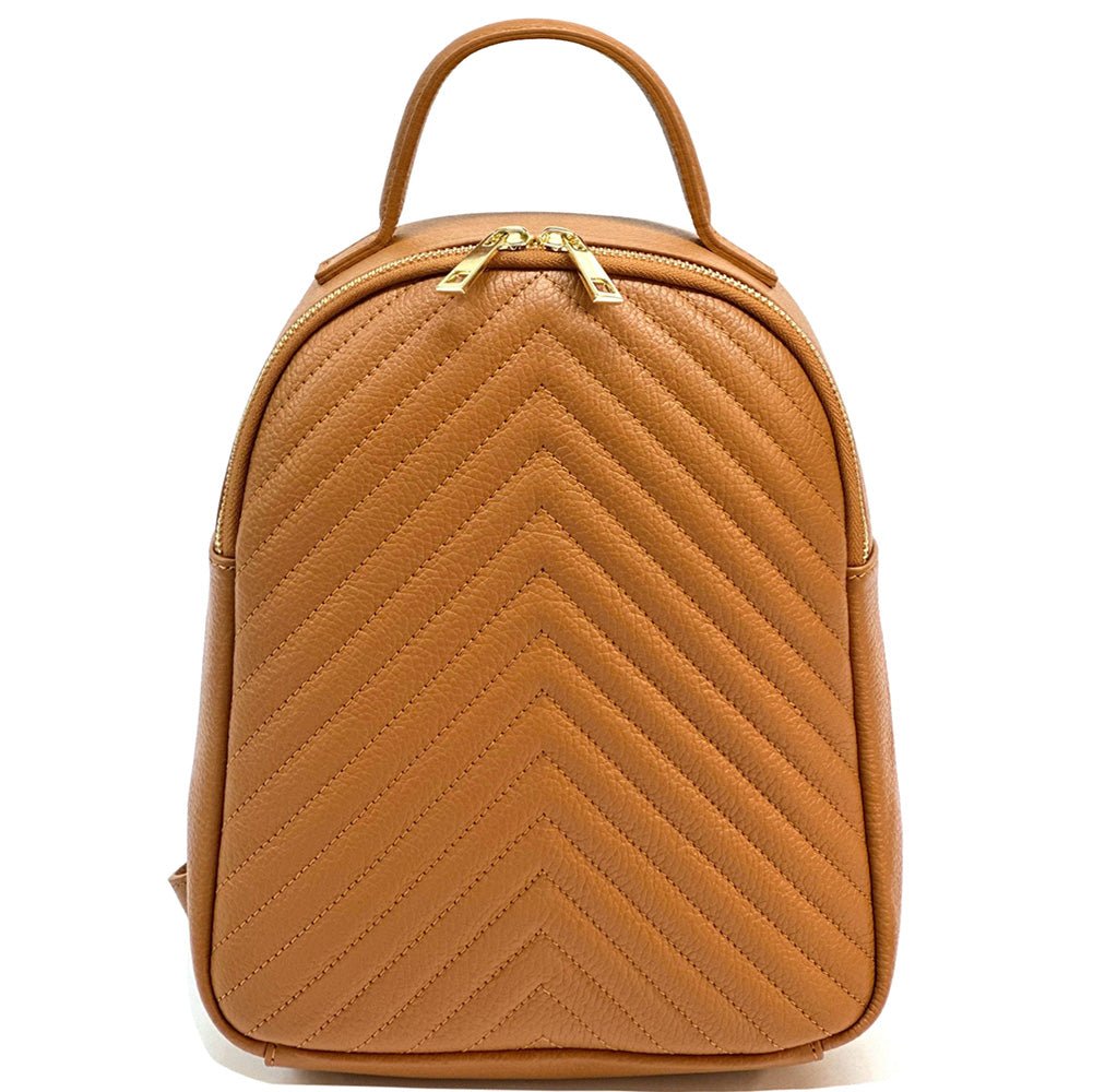 Tuscany Quilted Italian Leather Backpack | Chevron Pattern Everyday Bag - Leather Italiano