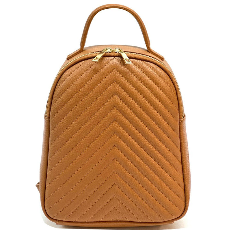 Tuscany Quilted Italian Leather Backpack | Chevron Pattern Everyday Bag - Leather Italiano
