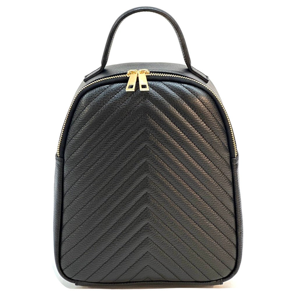 Tuscany Quilted Italian Leather Backpack – Chevron Design – Leather Italiano