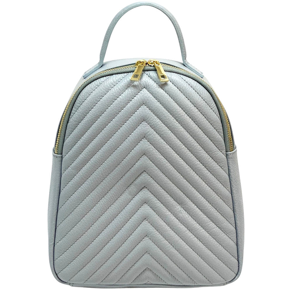 Tuscany Quilted Italian Leather Backpack | Chevron Pattern Everyday Bag - Leather Italiano