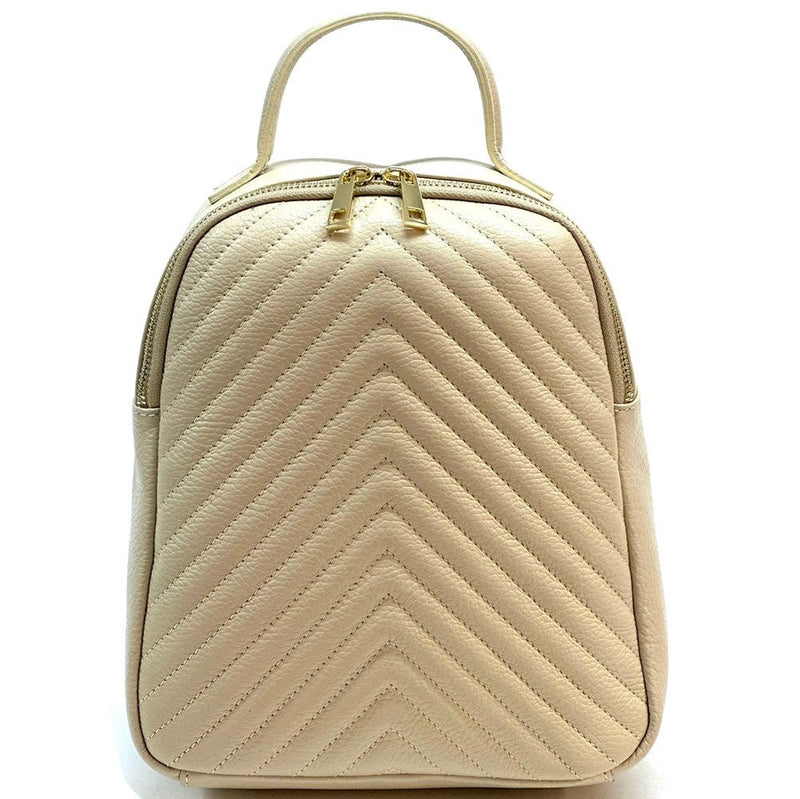 Tuscany Quilted Italian Leather Backpack | Chevron Pattern Everyday Bag - Leather Italiano
