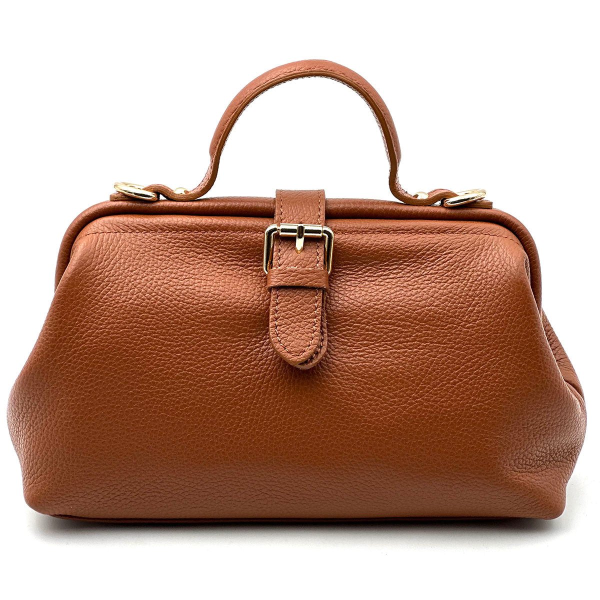 Valeria Italian Leather Doctor Frame Top Handle Bag - Leather Italiano