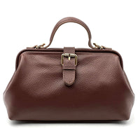 Valeria Italian Leather Doctor Frame Top Handle Bag - Leather Italiano
