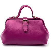 Valeria Italian Leather Doctor Frame Top Handle Bag - Leather Italiano