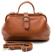 Valeria Italian Leather Doctor Frame Top Handle Bag - Leather Italiano