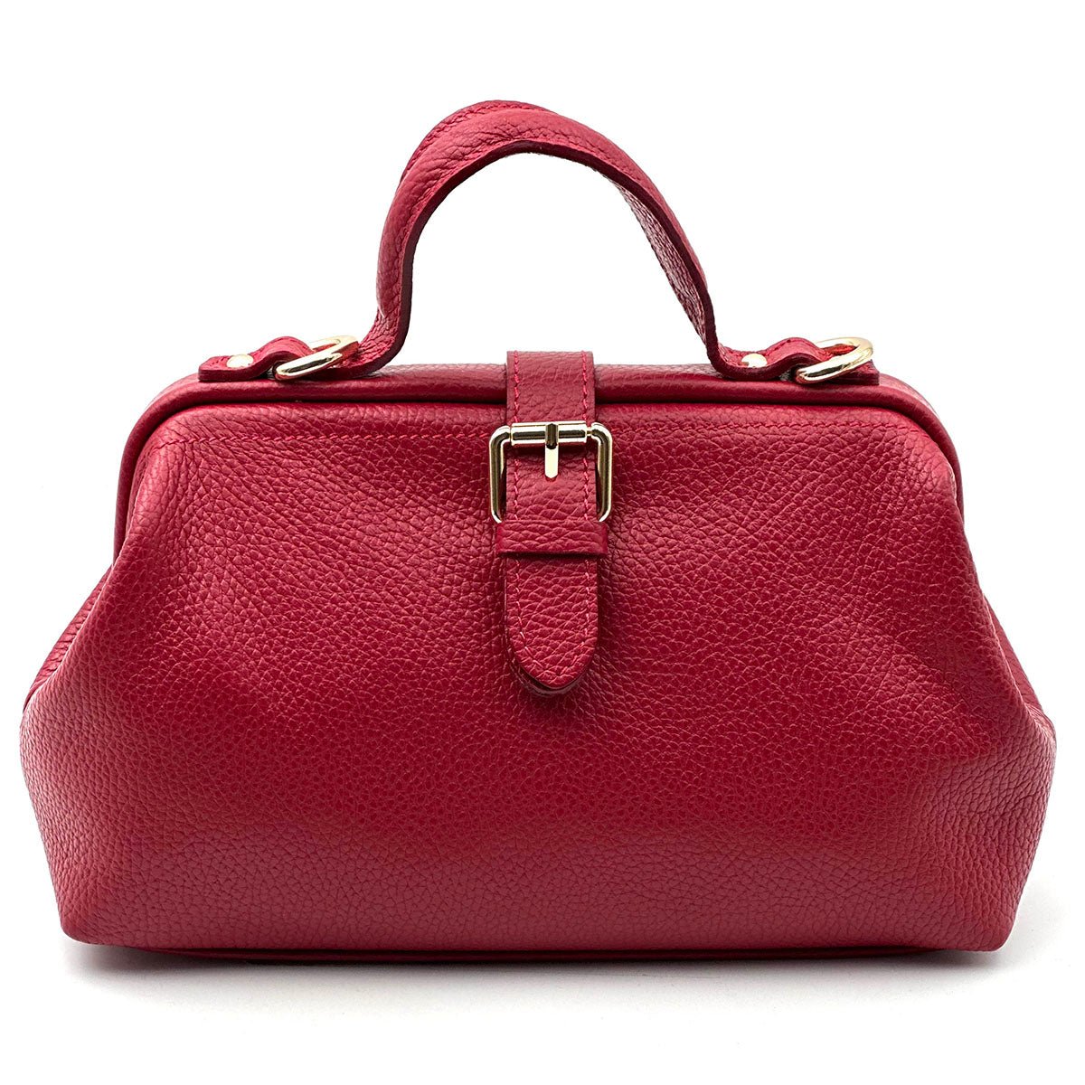 Valeria Italian Leather Doctor Frame Top Handle Bag - Leather Italiano