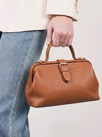 Valeria Italian Leather Doctor Frame Top Handle Bag - Leather Italiano