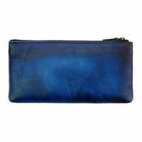 Blue leather phone case - front view