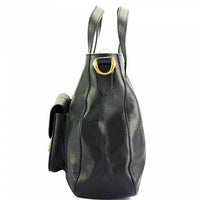 Side view of Verona mens black leather sling bag