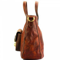 Side view of Verona mens brown leather sling bag