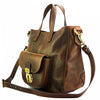 Angled view of Verona dark brown leather sling bag for men