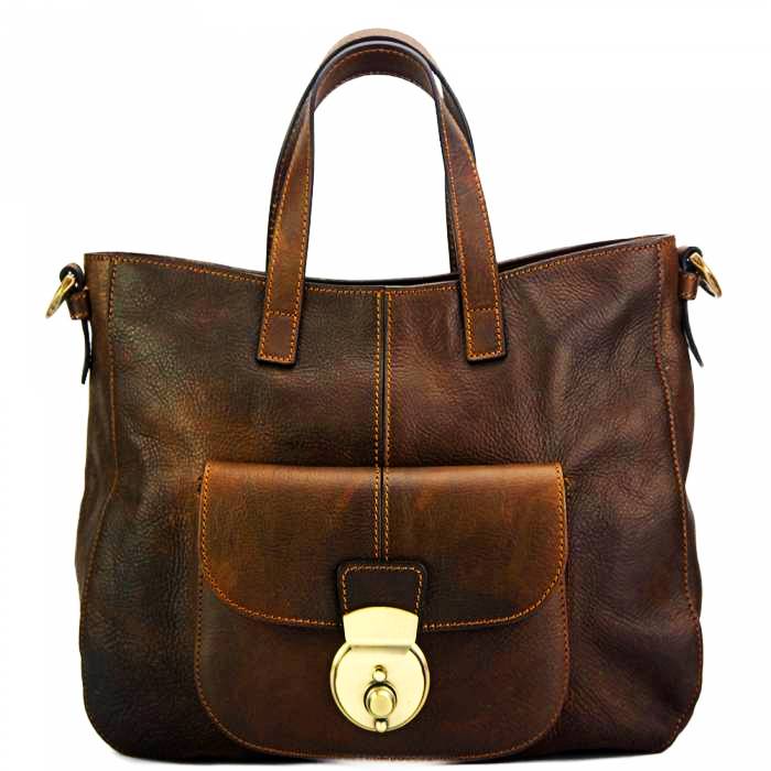 Front view of Verona dark brown leather sling bag for men