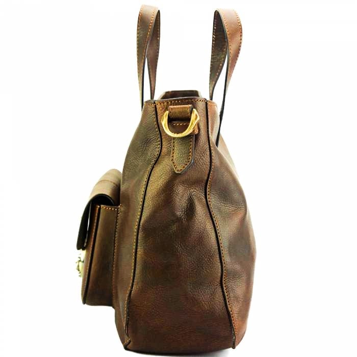 Side view of Verona dark brown leather sling bag for men