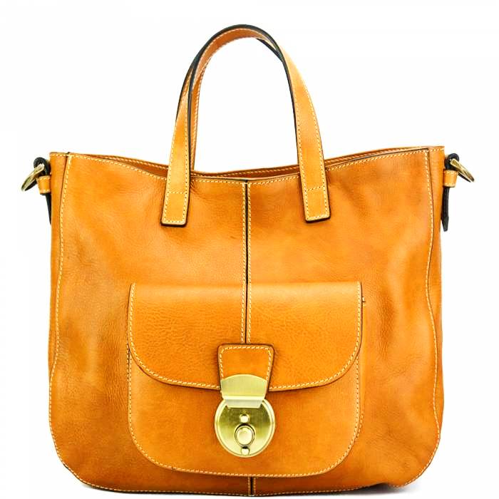 Front view of Verona tan leather bag for men